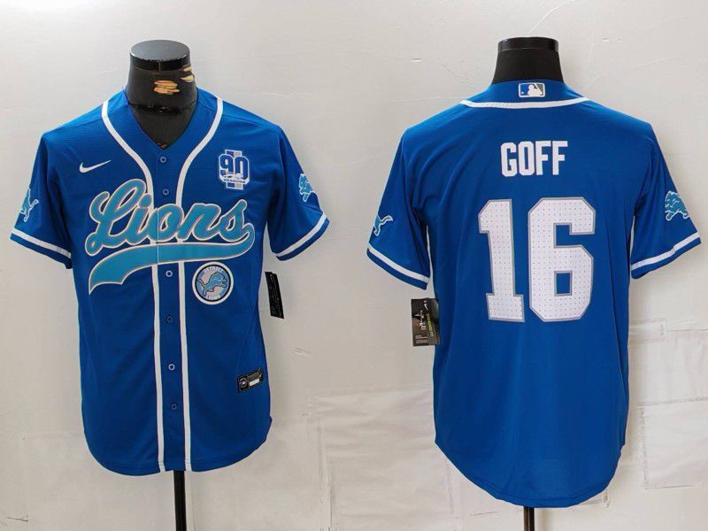 Men Detroit Lions #16 Goff Blue Second generation joint name 2024 Nike Limited NFL Jersey style 8155